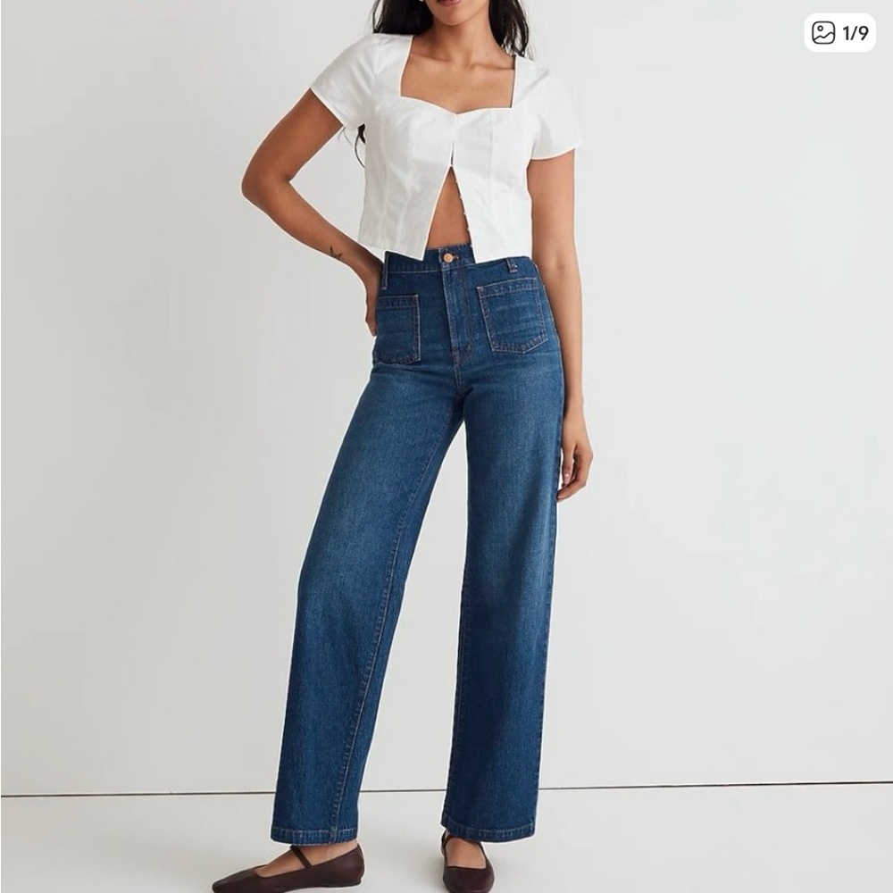 NWOT Madewell The Perfect Vintage Patch Pocket Wide Leg Jeans  Size 27